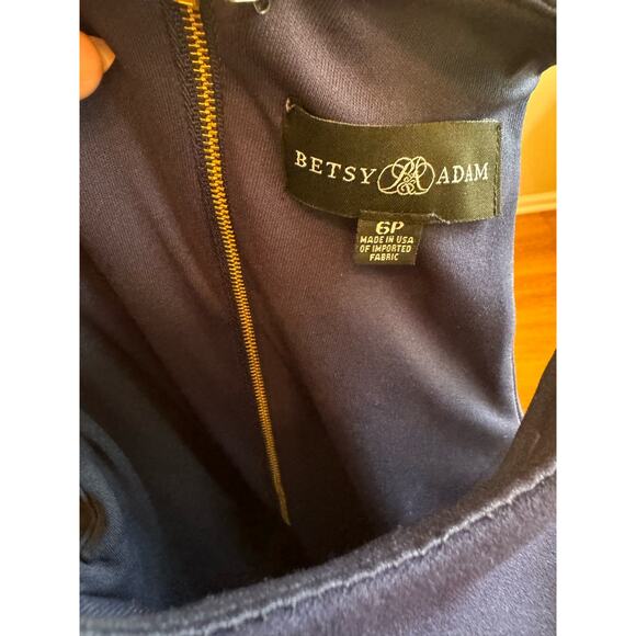 BETSY & ADAM navy Ruffle gown prom Hem Dress size 6P - Picture 7 of 8